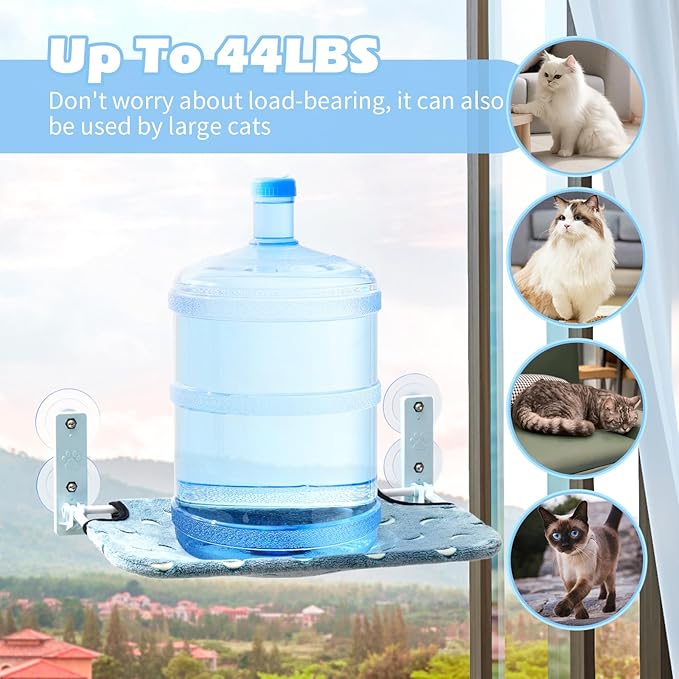 Glow in The Dark Cat Window Perch, Large Foldable Hammock Bed with 4 Strong Suction Cups and Warm Soft Zipper Removable Cushion for Indoor Cats (Moon)