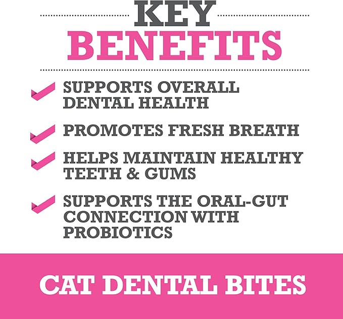 WINPRO Functional Dental Bites for Cats, Plasma-Powered Formula for Supporting Healthy Teeth and Gums, Probiotic Blend, Catnip Flavor, All Cat Breeds, 120 Count