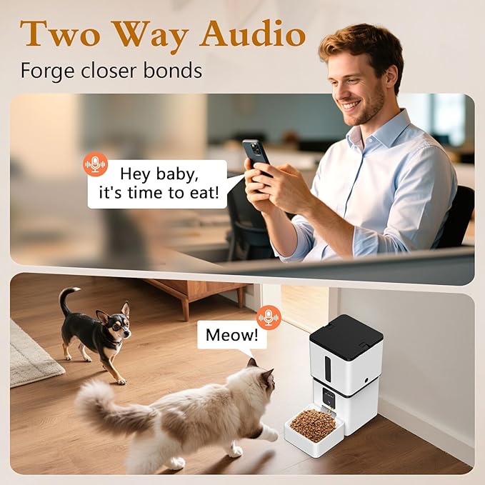 Automatic Dog Feeder with Camera WiFi: 33 Cups 5G App Control Easy Setup Cat Food Dispenser - HD 1080P Video Recording Timed Pet Feeder for Cat Dog Small-Pet