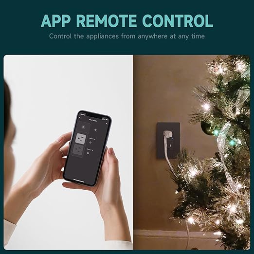 TOPELER 2Pack Smart Power Wall Outlet, 15 Amp WiFi Socket Divided Control, Remote Control by Smartphone, Compatible with Alexa and Google Home, No Hub Required, Black, ETL&FCC Listed, 2.4G WiFi Only