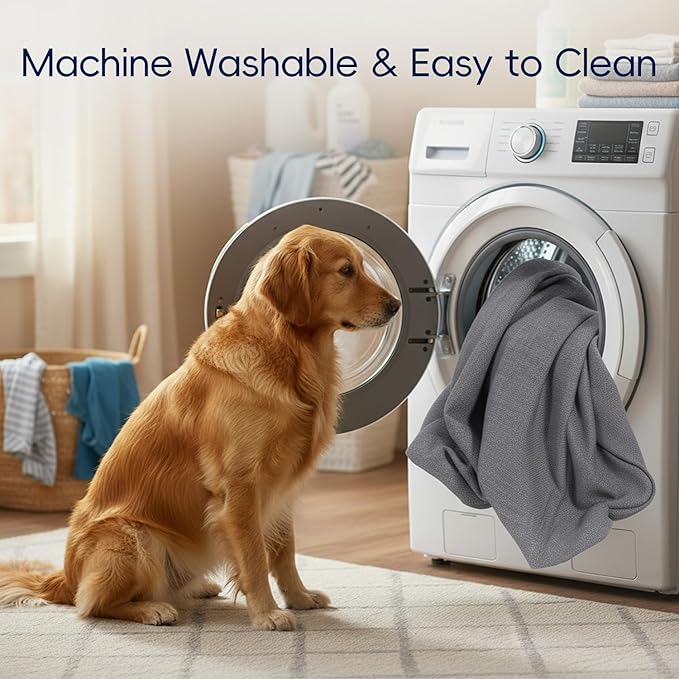 Sytopia 7" Thick Orthopedic Dog Beds for Extra Large Dogs (50" x 34" x 10"), Chew Proof Fabric Cover, 35D Memory Foam Dog Beds with Durable Waterproof Liner & Removable Washable Cover, Grey