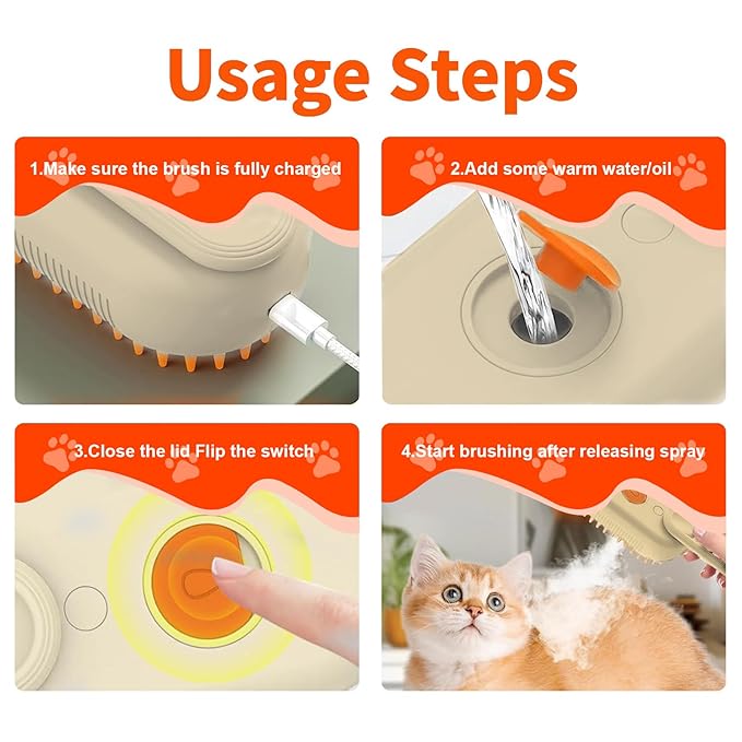 4-in-1 Steam Brush for Dogs & Cats - Pet Grooming Brush with Steam, Deshedding, Bath Spray & Massage, Professional Grooming Tool for Indoor Cats and Long/Short Hair Pets (Green)