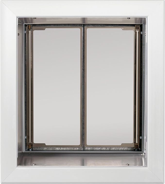 PlexiDor Performance Pet Doors for Dogs and Cats - Wall Mount Dog Door with Lock and Key - White, Medium Size