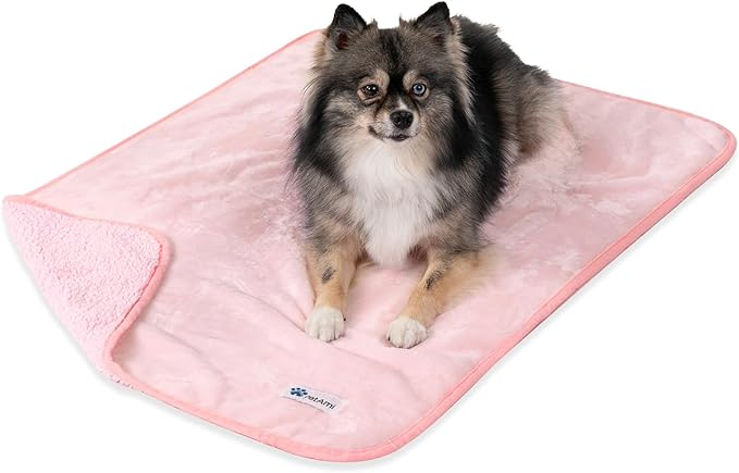 PetAmi Waterproof Dog Blanket for Small Medium Dogs, Pee Proof for Couch Bed, Reversible, Soft Fleece Washable, 29x40 Pink