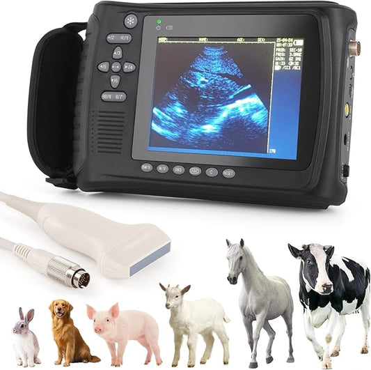 Portable Vet Handheld Scanner for Pregnancy - with 7.5MHz Linear Probe & 5.7" LED Display, Pet Veterinary Ultrasound Machine for Cattle, Horse, Pigs, Sheep, Cats, Dogs, Rabbit, Fish