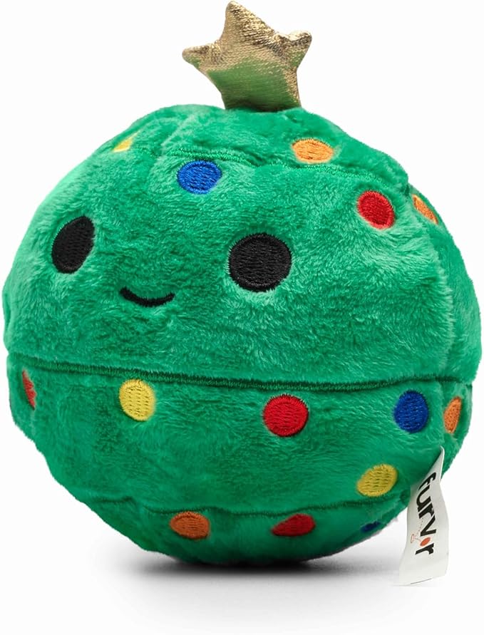 Flourish Pets 2 in 1 Christmas Multi-Layer Chew Toy for Active Dogs | Non-Toxic BPA Free Double Stitched Soft Fabric and Long-Lasting Dog Plush Toys (Christmas Tree 3.5")