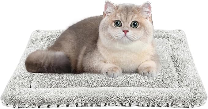 Self Warming Pet Bed Mat - Double Sided Soft Plush Pad | Machine Washable Thermal Cat Blanket, Non Slip Puppy Cushion | Winter Heated Sleeping, Reversible Indoor Outdoor Comfort