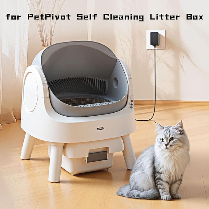 12V DC Power Supply, Replacement for PetPivot Self Cleaning Cat Litter Box, Litter Box Power Cord Compatible with PetPivot Self Cleaning Cat Litter Box