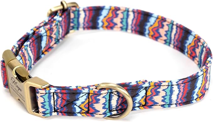 Personalized Dog Collar with Name and Phone Number Engraved,Adjustable Custom Puppy Collar,Organic Cotton Pet Collar for Small Medium Large Boy Girl Dogs