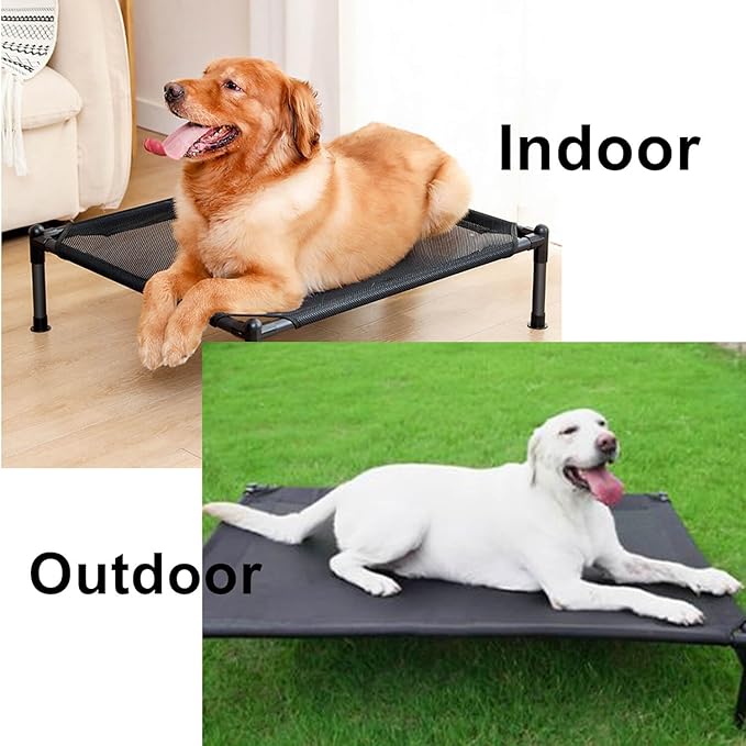 Elevated Dog Bed for Dogs, Portable Indoor & Outdoor Cooling Mesh Raised Dog Bed Cots with Skid-Resistant Feet (Medium)