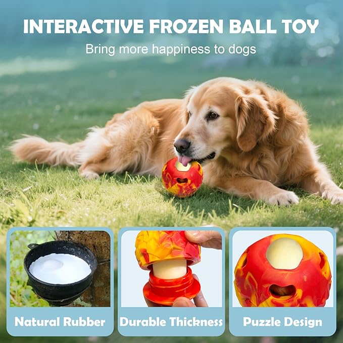 Dog Frozen Treat Toy, Slow Food Training to Relieve Boredom and Stimulating, Interactive Treat Dispensing Dog Toy, Interactive Chew Toys, Super Easy to Open Clean, for Small Dogs (red, Small)