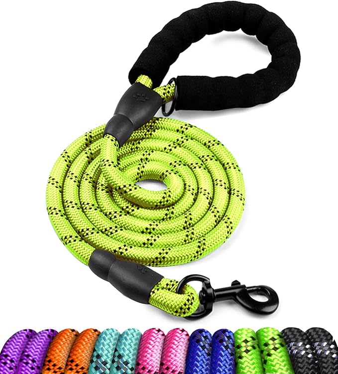 COOYOO Dog Leash 5/6 FT with Comfortable Padded Handle and Highly Reflective Threads for Small Medium and Large Dogs