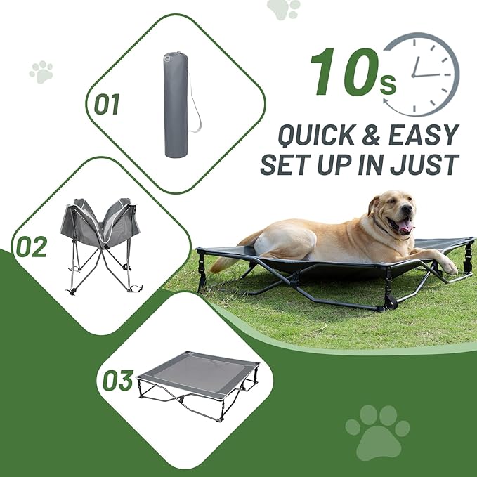 TIMBER RIDGE Outdoor Dog Bed, Cooling Elevated Pet Bed Portable Raised Dog Bed with Breathable Mesh, Dog Bed Foldable Dog Cot for Indoor & Outside, Grey
