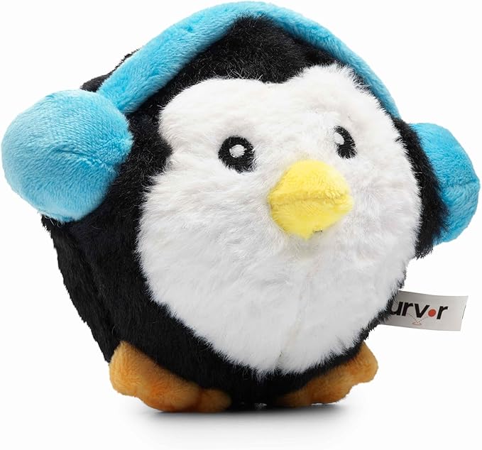 Flourish Pets 2 in 1 Christmas Multi-Layer Chew Toy for Active Dogs | Non-Toxic BPA Free Double Stitched Soft Fabric and Long-Lasting Dog Plush Toys (Penguin 3.5")