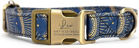 Personalized Dog Collar with Name and Phone Number Engraved,Adjustable Custom Puppy Collar,Organic Cotton Pet Collar for Small Medium Large Boy Girl Dogs