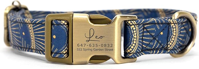 Personalized Dog Collar with Name and Phone Number Engraved,Adjustable Custom Puppy Collar,Organic Cotton Pet Collar for Small Medium Large Boy Girl Dogs