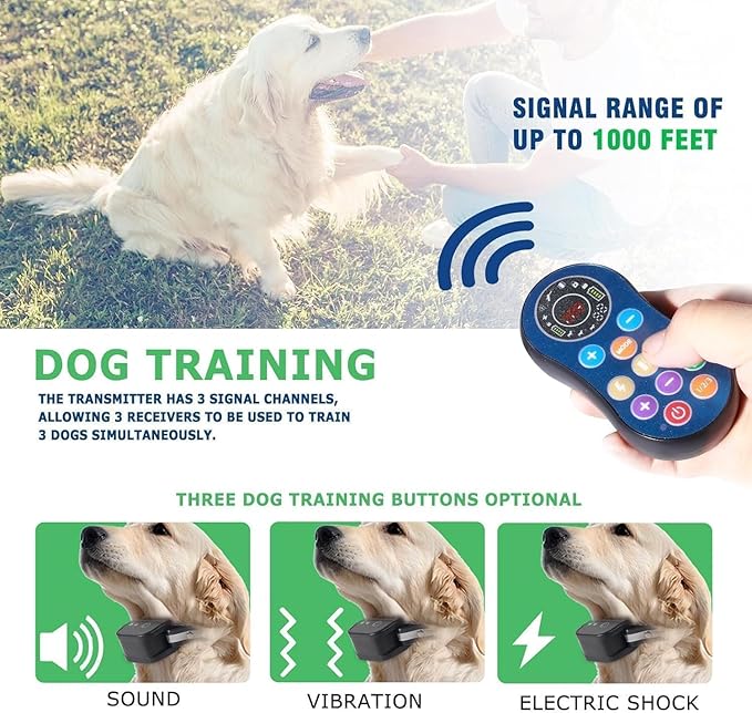 DOTSTAR Wireless Dog Fence GPS Pet Training Collar Electric System, Dog Wireless Fence Adjustable Range 50-990 Feet, Wireless Charging Dog Fence, Fully Sealed Waterproof Collar Receiver