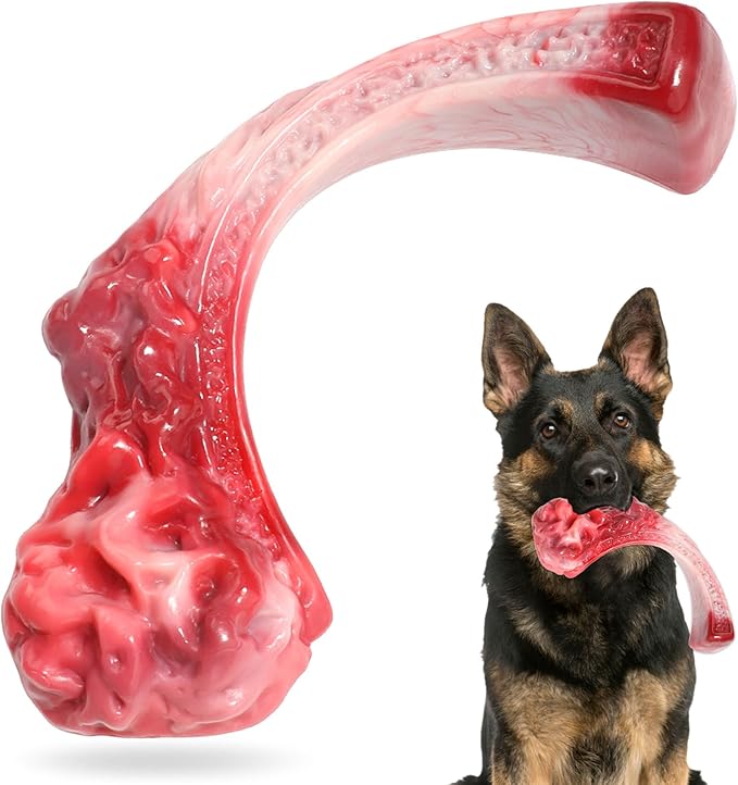 Tough Dog Toys for Aggressive Chewers, Super Chew Toy to Keep Them Busy, Cleaning Teeth, Boredom and Stimulating, Indestructible Nylon Bone for Medium Large Breed, Best Pet Gift, Beef Flavor