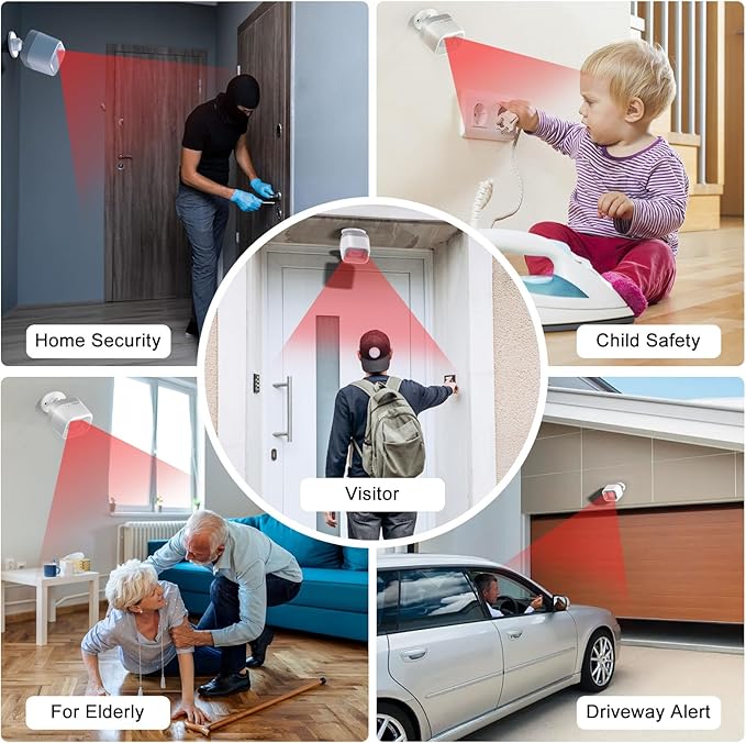 Wireless Motion Sensor Door Chime for Business Entry & Home Security - 500ft Range Motion Detector Alarm, 58 Tunes, 5 Volume Levels, LED Flash - Doorbell Alert for Office, Store, Elderly