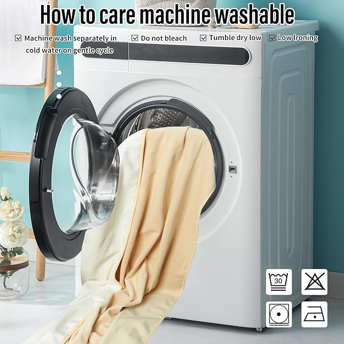 Waterproof Blanket for Bed, 80"x90" Leak-Proof Design, Reversible & Washable King Size Waterproof Blanket, Large Water Resistant Blankets, Reusable (Warm Yellow/Warm White)