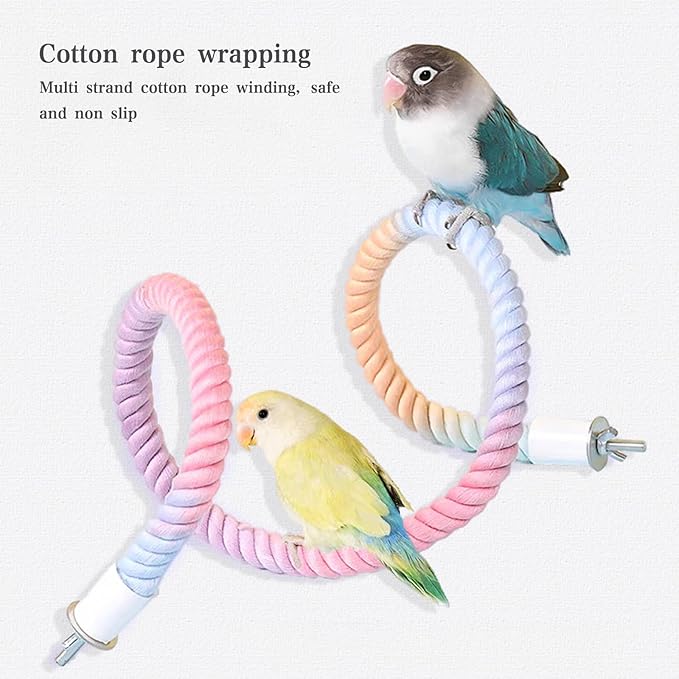 3pcs Gradient Colorful Bird Rope Perch Stand,Bird Cage Climbing Rope Toys Accessories,Bendable Climbing,Parakeet Lovebirds Cockatiels Budgies Play (15.7'',23.6'',39.3''B2)