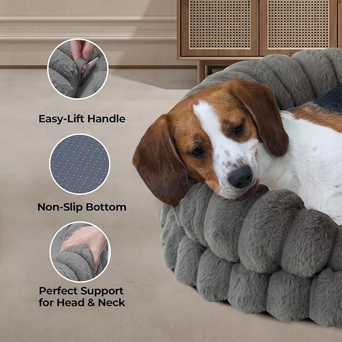 BALANCE Calming Dog Bed for Extra Large Dogs, 42 Inches Oval Washable XL Pet Bed with Sides, Orthopedic Pet Couch Sofa with Non-Slip Bottom, Gray