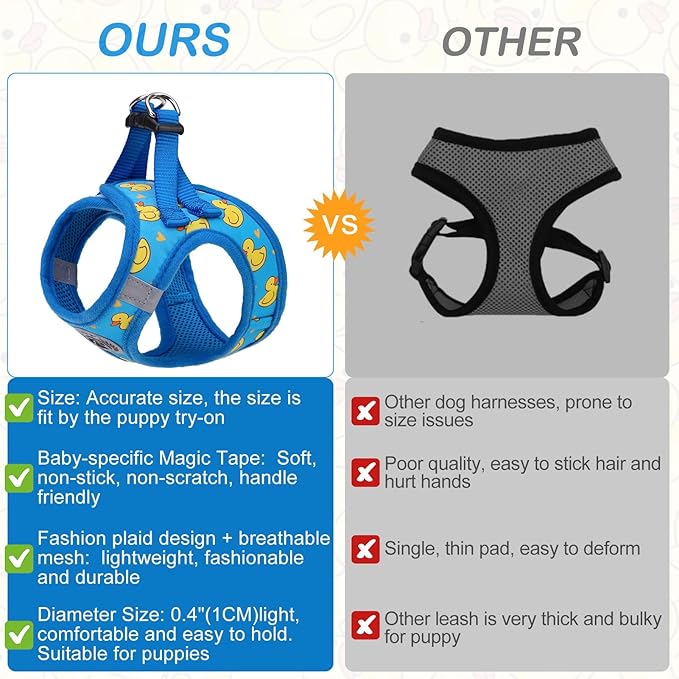 BEAUTYZOO Step in Dog Harness and Leash Set,Reflective Dog Harness No Pull No Choke Puppy Harness for Small Medium Large Dogs Cats,Soft Padded Mesh Vest Harnesses for Girl and Boy Pets,Duck Blue M
