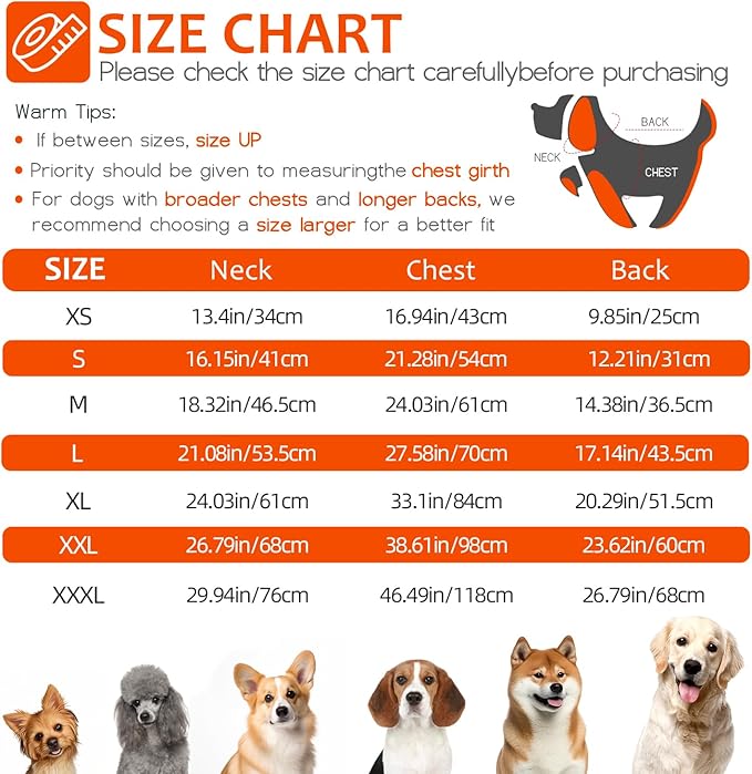 Dog Winter Coat with Harness, Dog Jacket, Pet Clothes with Zipper on Back, Waterproof Windproof Warm Vest, Reflective Cold Weather Coats, for Small Medium Large Dogs, Thick, Orange, 3XL