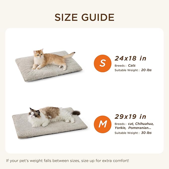 Bedsure Self Warming Cat Bed, Extra Warm Self Heating Mat for Cats & Dogs Non Electric, Anti-Slip Small Thermal Pet Pad Indoor with Removable Washable Cover, 24" x 18",Brown