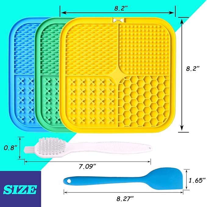 Dog Licking Mat, 3 Pcs Large Licking Mat for Dogs with Suction for Anxiety, Peanut Butter Dog Licking Mat Slow Feeder Dispensing Treater Lick Pad for Dogs Cats Grooming Bathing and Training