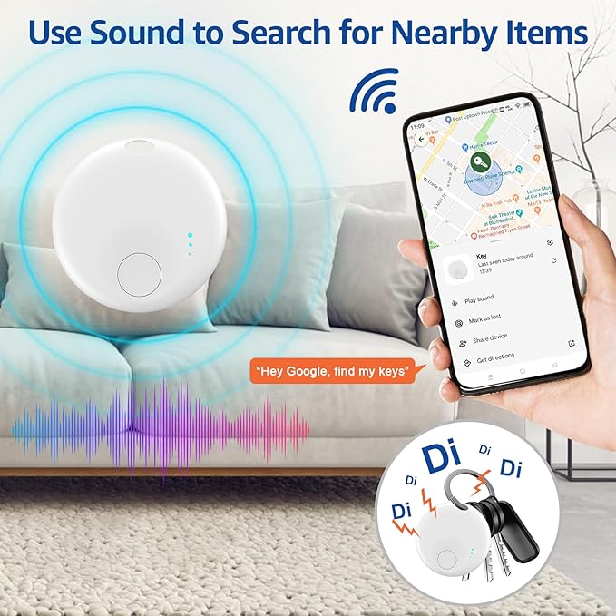 Smart Tags-4 Pack for Android Tracker Tags, Bluetooth Tracker, Work with Google's Find Hub App, Item Finder for Keys, Item Locator for Wallet, Suitcases (White&Black)