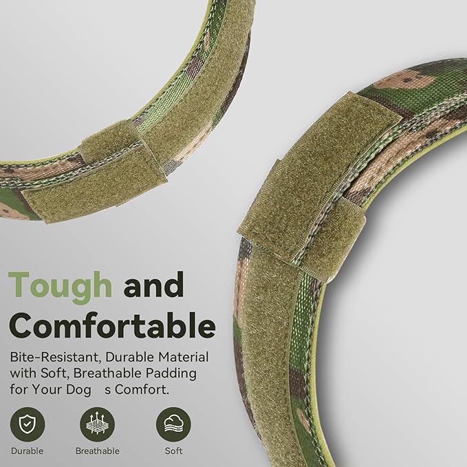 2025 Upgrade Waterproof AirTag Dog Collar, Military Tactical Dog Collar with AirTag Holder, Comfortable Control Handle and Metal Buckle, GPS Dog Collar Holder for Medium to Large Dogs (Camouflage, M)