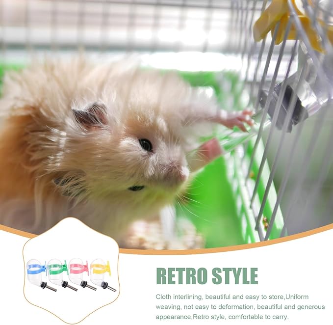 4Pcs Leakproof Hanging Water Bottles for Hamsters and Small Pets Stainless Steel Ball Valve Dispenser with Practical Cage Feeder for Rabbits Guinea Pigs and Rodents