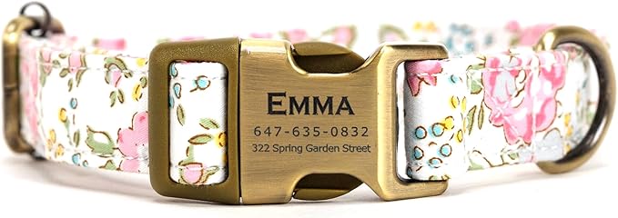 Personalized Dog Collar with Name and Phone Number Engraved,Adjustable Custom Puppy Collar,Organic Cotton Pet Collar for Small Medium Large Boy Girl Dogs