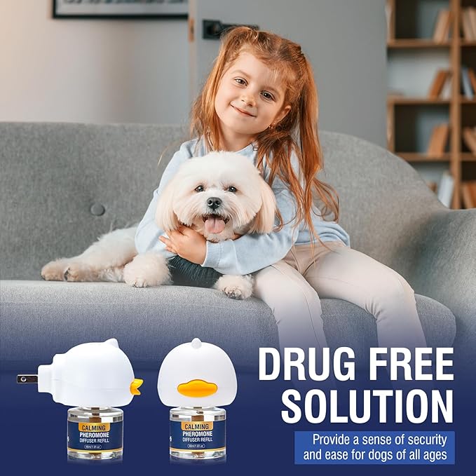 Dog Pheromones Calming Diffuser Kit Appeasing Pheromone Diffuser to Calm (3 Plug in+ 6 Pack 48ml Refill) for Anxiety Relieve Relief Reduce Aggression Fighting Barking Stress 180 Day Supply (Tasteless)