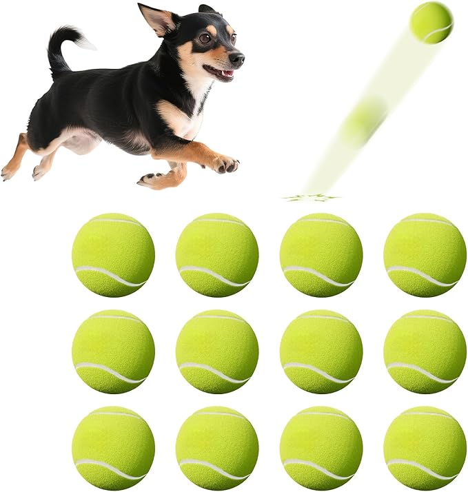 susu & wuwu 12 Pack Mini Tennis Balls for Small Dogs, 2 Inch Small Tennis Balls for Dog Interactive Playing Fetching Training, Puppy Toys to Keep Them Busy