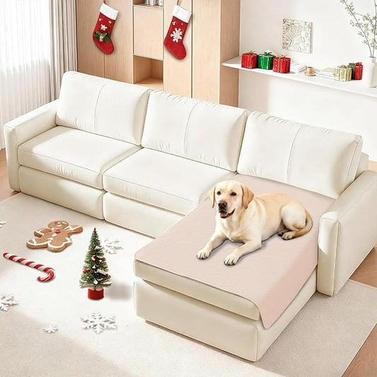 Waterproof Dog Blanket, Non-Slip Soft Pet Bed Cover, Couch Cover for Dogs Washable, Protects Sofa, Furniture, Crate, Car, Tear Resistant Leakproof Pet Blanket (40x50 Inch, Beige)