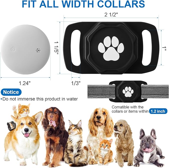 Smart Pet Tracker for Collar - Dog Trackers Pet Location Tracker with Holder, No Monthly Fee, Anti-Lost Tracking Device for Pets,Bag Straps, Compatible with Google Android Only(Not for iOS),Black