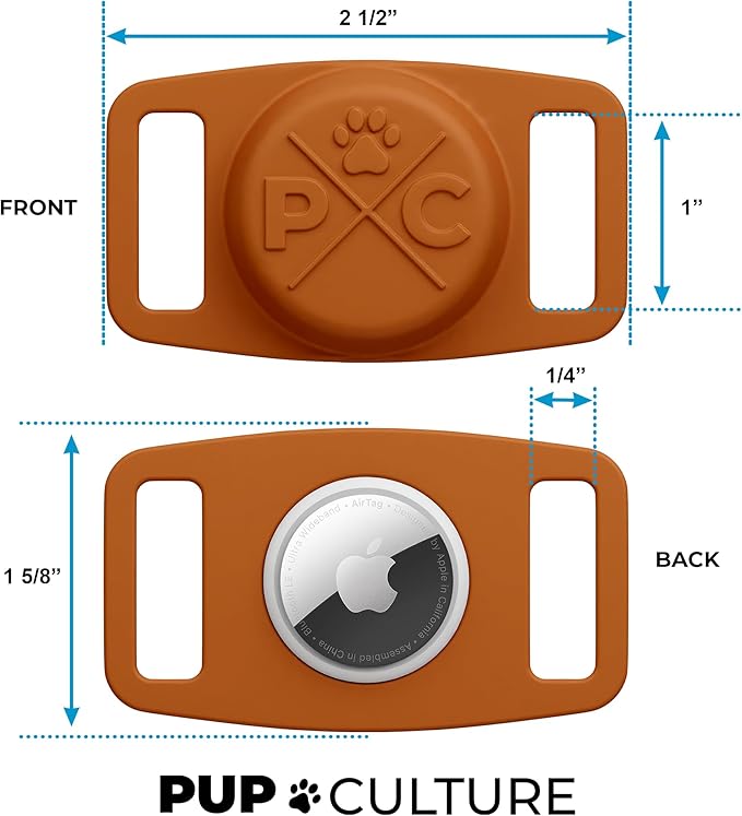 Pup Culture AirTag Dog Collar - Extra-Durable, Lightweight, Protective Case - Track Pets with Apple AirTag