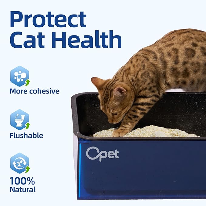 OPET Tapioca Cat Litter, Natural Corn & Cassava Sustainable Ingredients, Quick and Strong Clumping, Flushable, Superior Odor Control, 99.9% Dust Free Kitty Litter 16LB