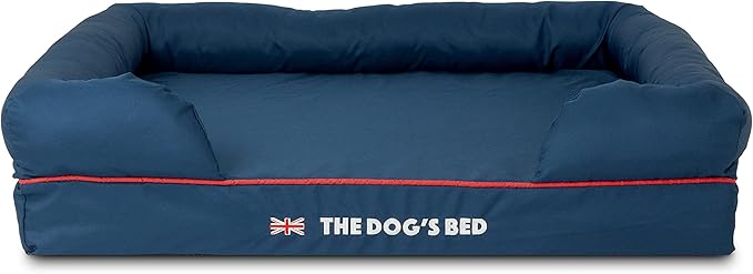 The Dog’s Bed Orthopedic Dog Bed Large Blue Oxford with Red Trim UK Flag Dog Bed Memory Foam, Pain Relief: Arthritis, Post Surgery, Lameness, Waterproof Washable Cover, Veterinary Approved