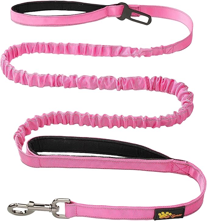 ADITYNA Tactical Bungee Dog Leash 6ft-7.5ft - Shock Absorbing Lead with 2 Padded Handles, Metal Clasp, Car Seatbelt - Heavy Duty No Pull for Medium, Large & XL Breeds