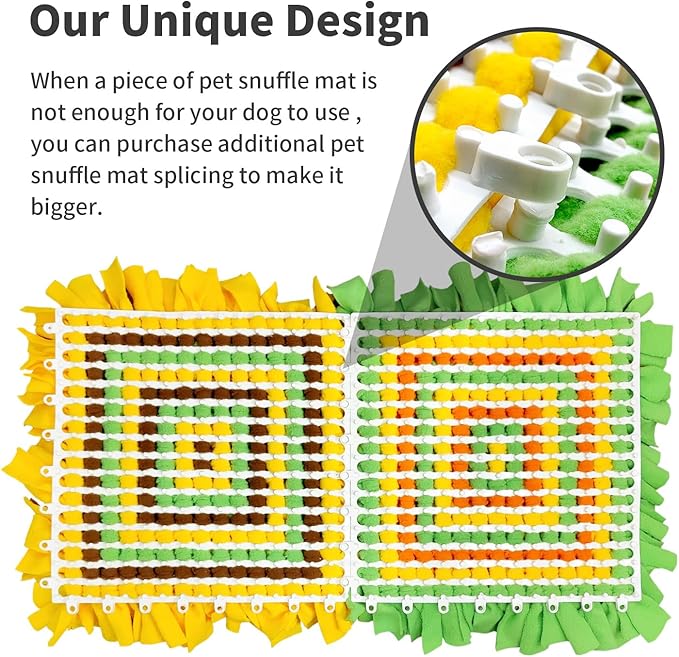 Pet Snuffle Mat for Dogs, Dog Feeding Mat, Nosework Training Mats for Foraging Instinct Interactive Puzzle Toys (Yellow&Brown&Green)