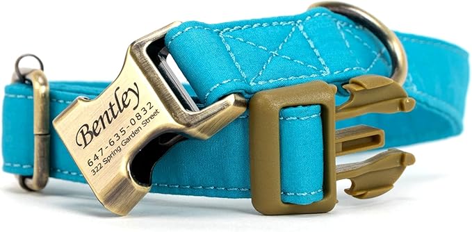 Personalized Dog Collar with Name and Phone Number Engraved,Adjustable Custom Puppy Collar,Organic Cotton Pet Collar for Small Medium Large Boy Girl Dogs