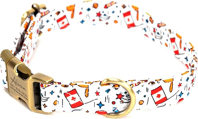 Personalized Dog Collar with Name and Phone Number Engraved,Adjustable Custom Puppy Collar,Organic Cotton Pet Collar for Small Medium Large Boy Girl Dogs