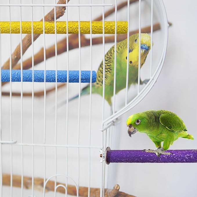 PIVBY Wood Bird Cage Perch Colorful Parrot Stand Toy Platform Paw Grinding Stick for Small Medium-Sized Bird Parakeet Cockatiel Conure Budgies Lovebird inches and Canary Colors Vary Pack of 3
