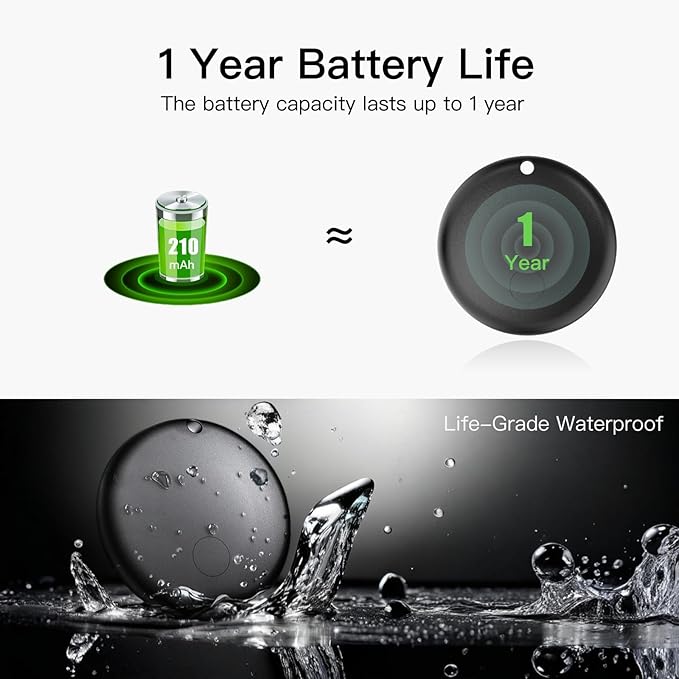 RAINDROPS Air Tracker Tags for Android, Air Tags-4 Pack Bluetooth Tracker Works with Google Find Hub, Item Finder for Keys, Luggage, Wallet, Pets (Android Only, Black, 4 Pack)