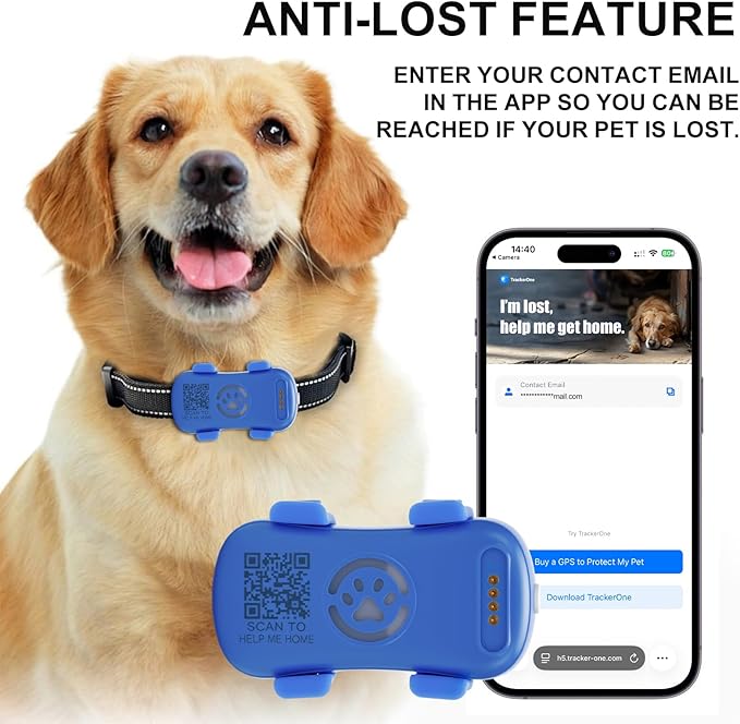 GPS Tracker for Dogs & Cats Pet GPS Location Tracker with Smart Alerts & Location History Geo-Fence Real-Time Waterproof iOS & Android Subscription Required