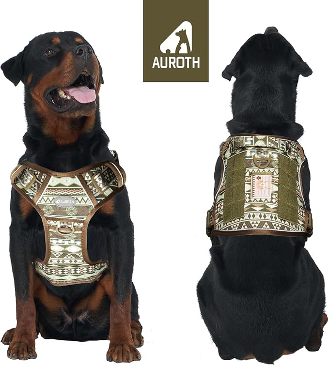 AUROTH Tactical Dog Harness for Large Dogs No Pull Adjustable Pet Harness Reflective K21 Working Training Easy Control Pet Vest Military Service Dog Harnesses