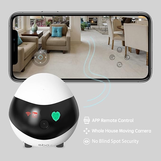 Enabot EBO SE FamilyBot Home Camera Robot: 1080P Movable Pet Camera Indoor, Battery-Operated, Auto-Recharge, Night Vision, 2-Way Talk, Local Storage, APP Control